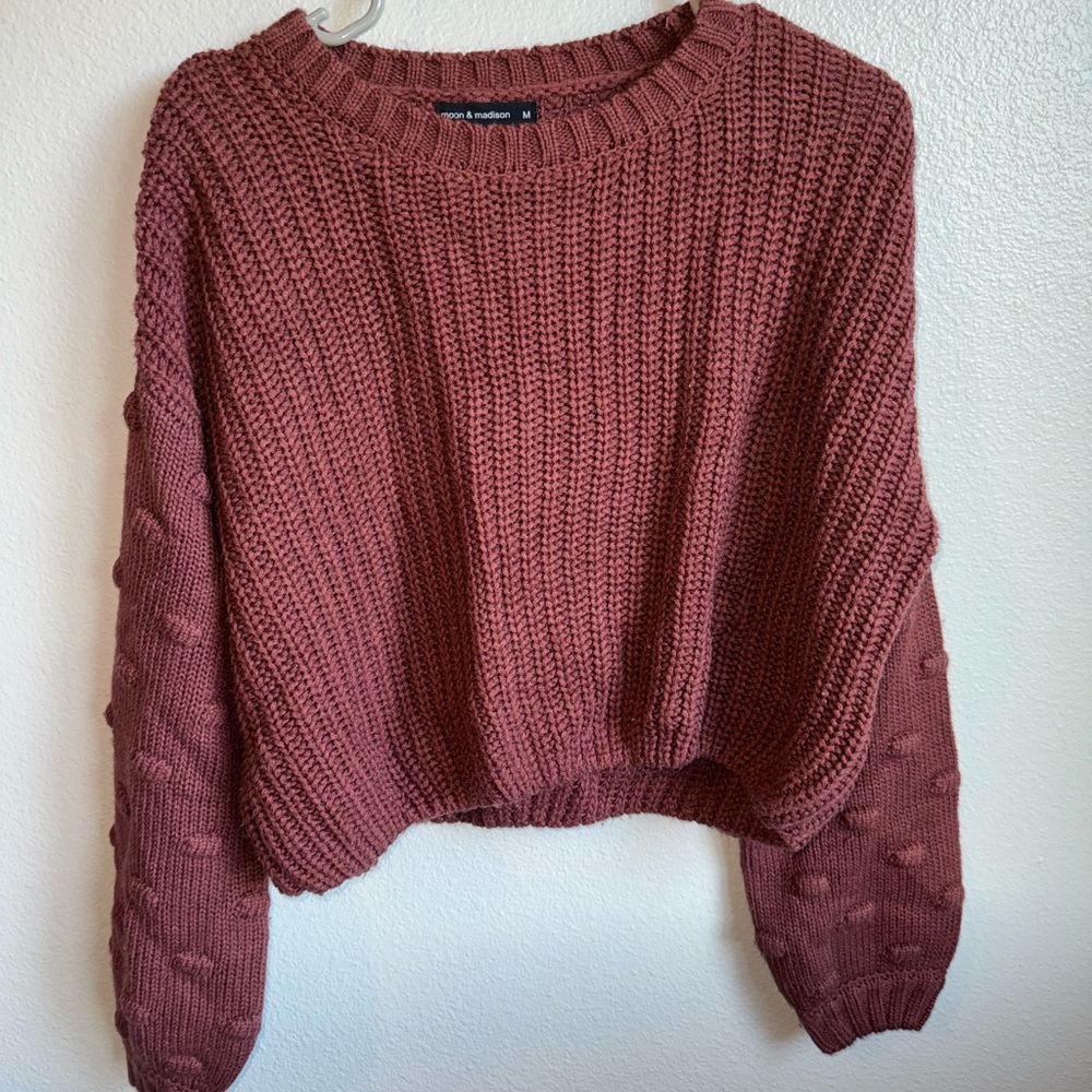 moon & madison Textured Knit Sweater in Dusty Rose